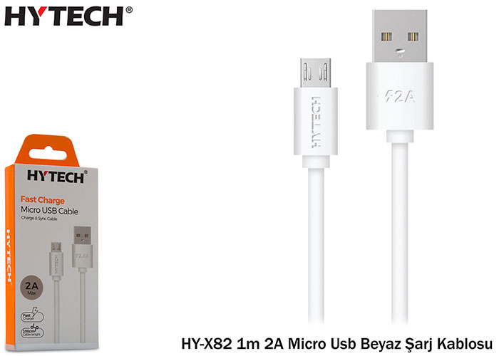 AUE Depon HYTECH HY-X82 1M 2A Micro USB Beyaz Şarj Kablosu